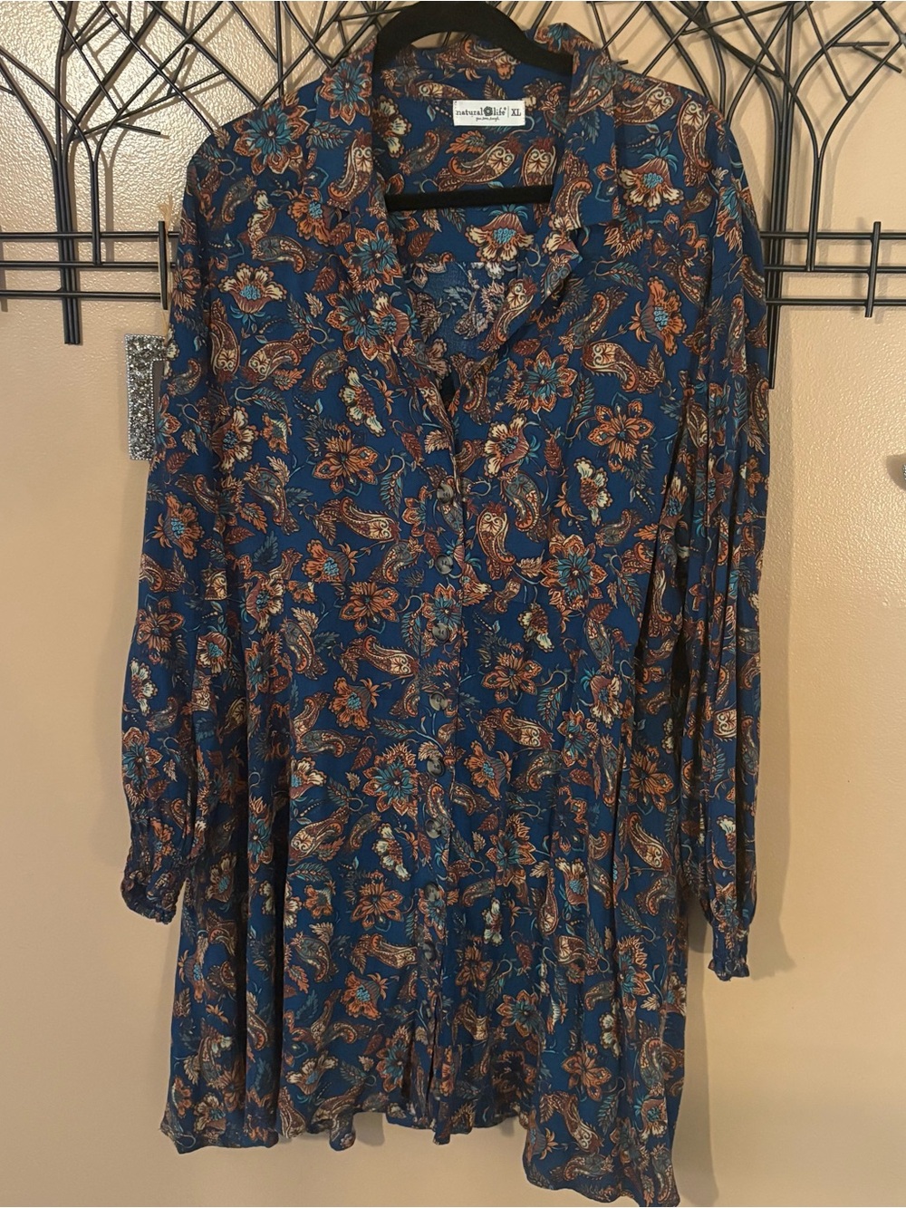 Natural Life Ansley Woven Tunic Shirt Dress - Paisley Floral size XL